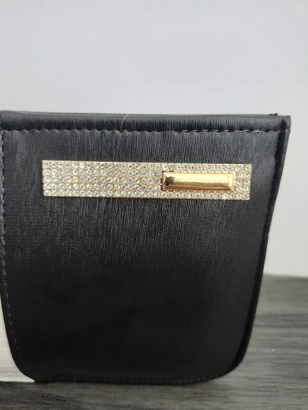 Two-Tone Black and White Women's Clutch with Gold Accent